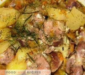 Piščančji želodci, kuhani s krompirjem