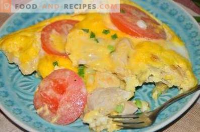 Omlet s piščancem in paradižnikom v pečici